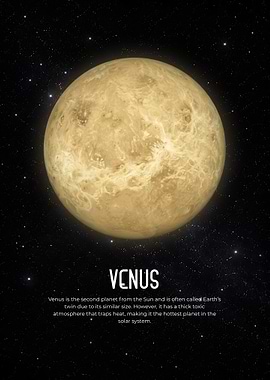 Venus Golden Planet Minimalist Space Poster