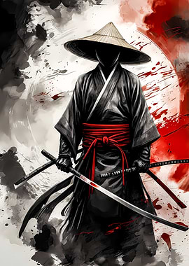 Samurai Warrior with Swords
