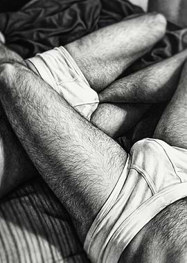 Intimate Male Couple Legs Drawing