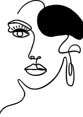 Abstract Face Line Art