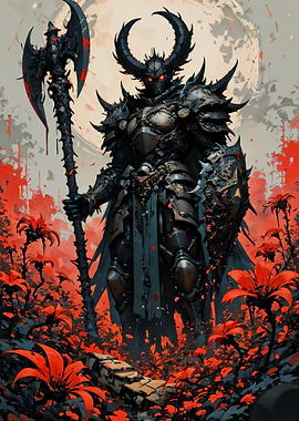 Dark Warrior with Axe and Shield