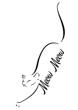 Minimalist Cat with 'Meow Meow' Text
