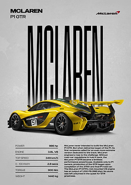 McLaren P1 GTR Yellow Supercar