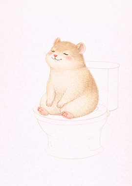 Cute Hamster on Toilet