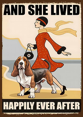 Woman and Basset Hound