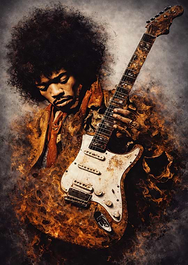 Jimi Hendrix on Fire