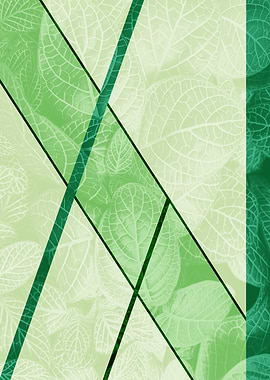 Green Leaf Pattern with Diagonal Stripes