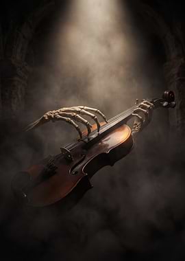 Skeleton playing a violin