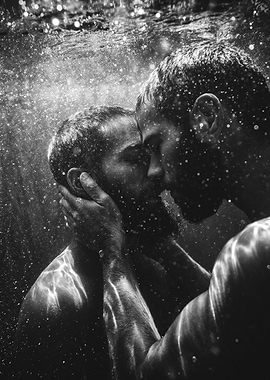 Black White Underwater Male Couple