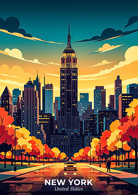 New York Cityscape at Sunset