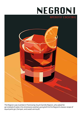 Negroni Aperitif Cocktail Poster