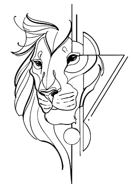 Geometric Lion Head Outline