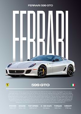 Ferrari 599 GTO Car Poster
