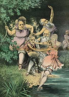 Political Cartoon of Figures in Water