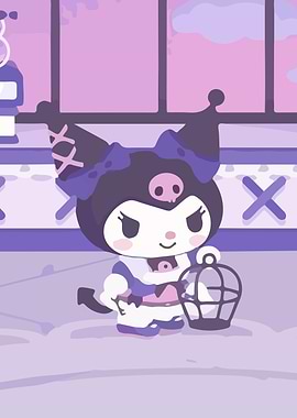 Kuromi holding a birdcage
