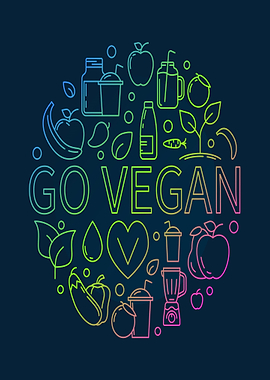 Go Vegan Line Art