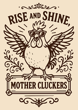Mother Cluckers Poster, Funny Vintage Chicken Wall Art, Rustic Farmhouse Decor Print
