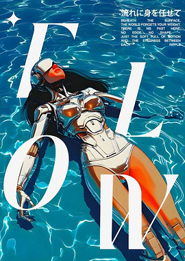 Robot Woman Floating in Water