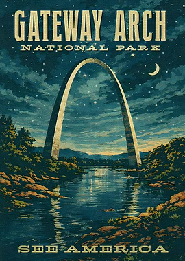 Gateway Arch National Park Vintage Poster