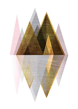 Geometric Mountain Reflection Art