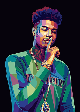 Colorful Portrait of Rapper Blueface