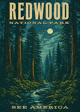Redwood National Park Vintage Poster