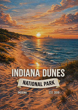 Indiana Dunes National Park Vintage Poster