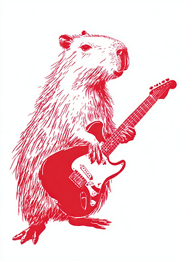 Capybara Playing Electric Guitar