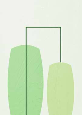 Abstract Green Shapes with Dark Outline
