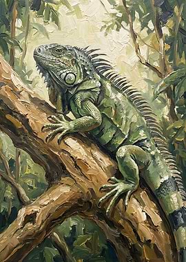 Iguana on a Tree Branch