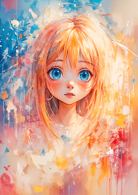 Anime Girl with Blue Eyes