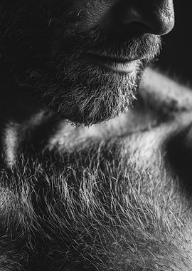 Moody Bearded Male Grey Chest Portrait