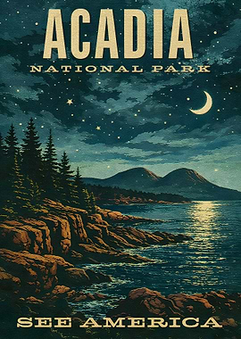 Acadia National Park Vintage Poster