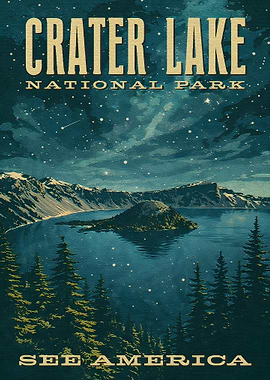 Crater Lake National Park Vintage Poster
