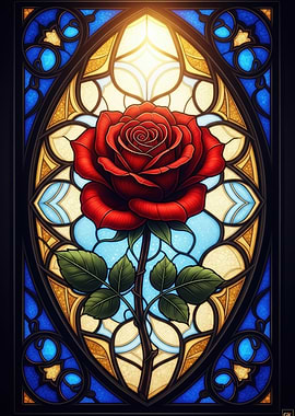 Red Rose Stained Glass