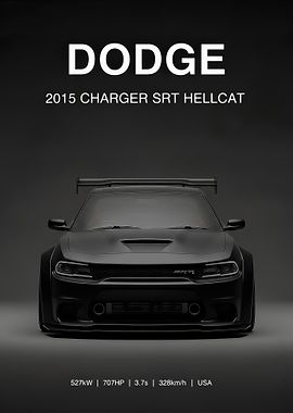 black Dodge Charger SRT Hellcat Poster