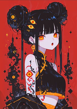 Anime Girl with Multiple Eyes