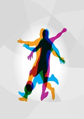 Colorful Soccer Player Silhouette