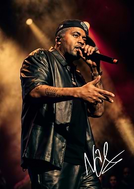 Rapper Nas Performing on Stage