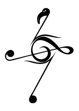 Flamingo Treble Clef Music Symbol