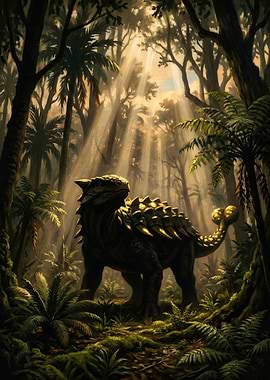 Ankylosaurus in a Sunlit Jungle