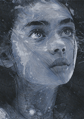 Portrait of a Woman with Flowing Lines