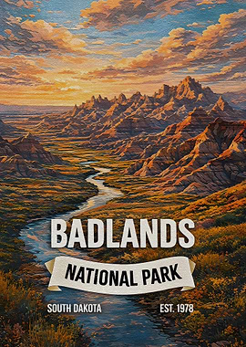 Badlands National Park Vintage Poster
