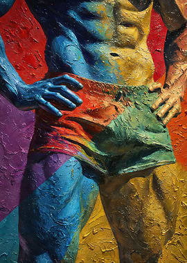 Vibrant Rainbow Male Torso Impasto