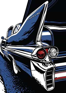 Retro Cadillac Tail Fin Art