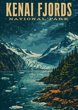 Kenai Fjords National Park Vintage Poster