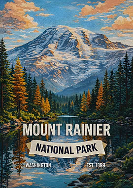 Mount Rainier National Park Vintage Poster