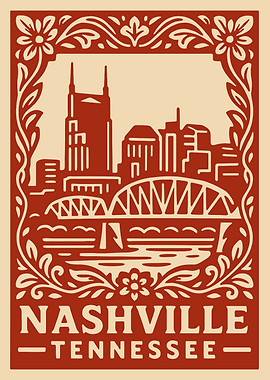 Nashville Skyline Vintage Poster