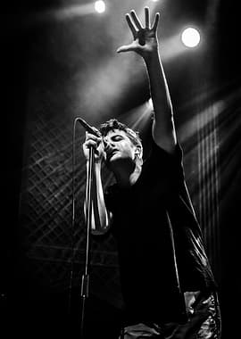 Singer performing on stage fontaines dc