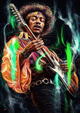 Jimi Hendrix Playing Guitar